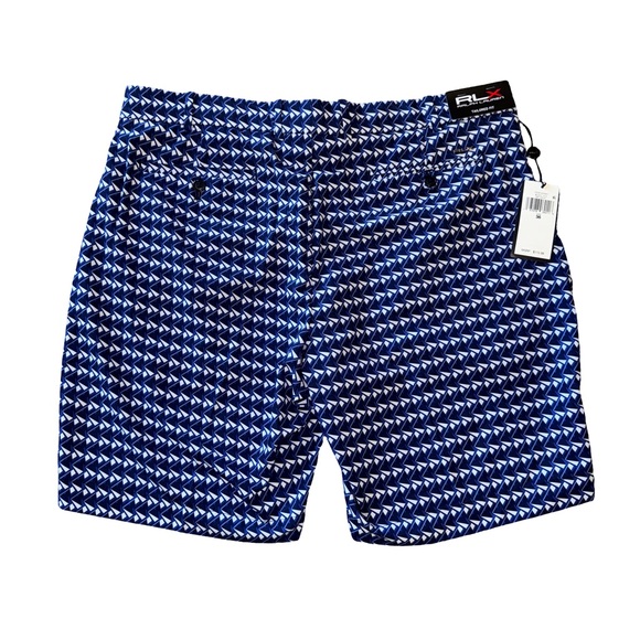 RLX Ralph Lauren Navy Golf Shorts Sz 36 - Tailored Flat Front Walking Shorts - Picture 2 of 3